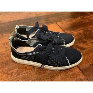 Kate Spade New York Ainslee Size 8 Navy Blue Knit Scalloped Sneakers, Size 8